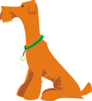 Sitting Orange Dog Cartoon PNG