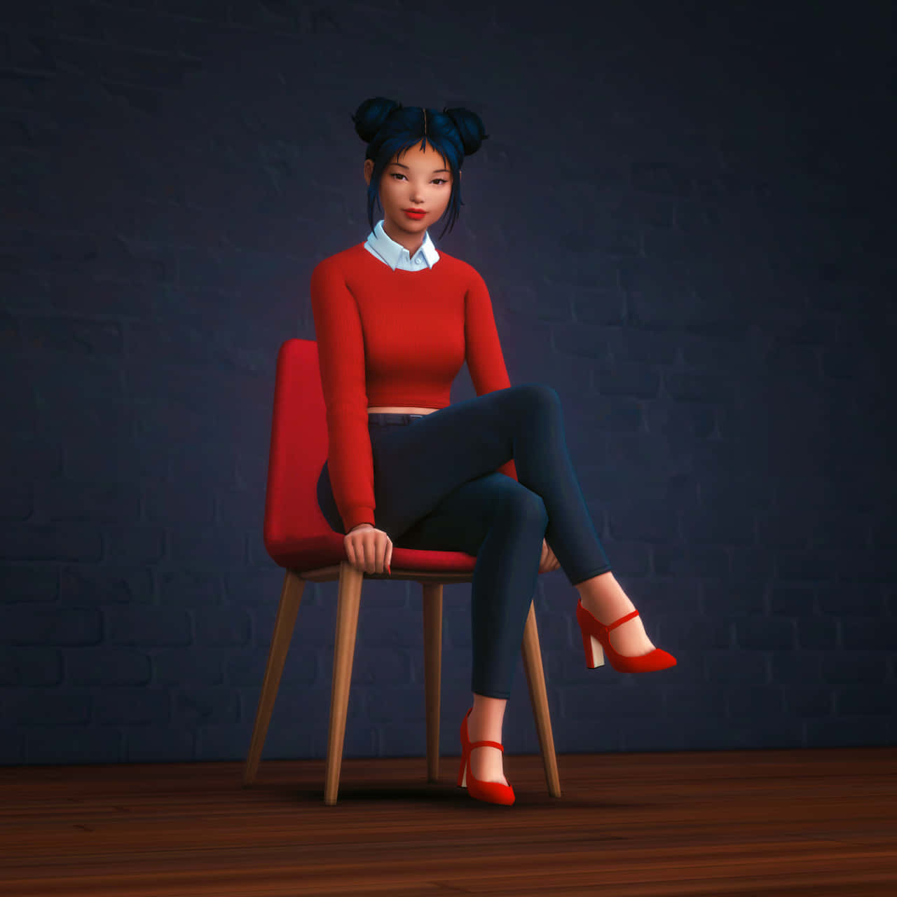3d Girl Sitting Pose Picture