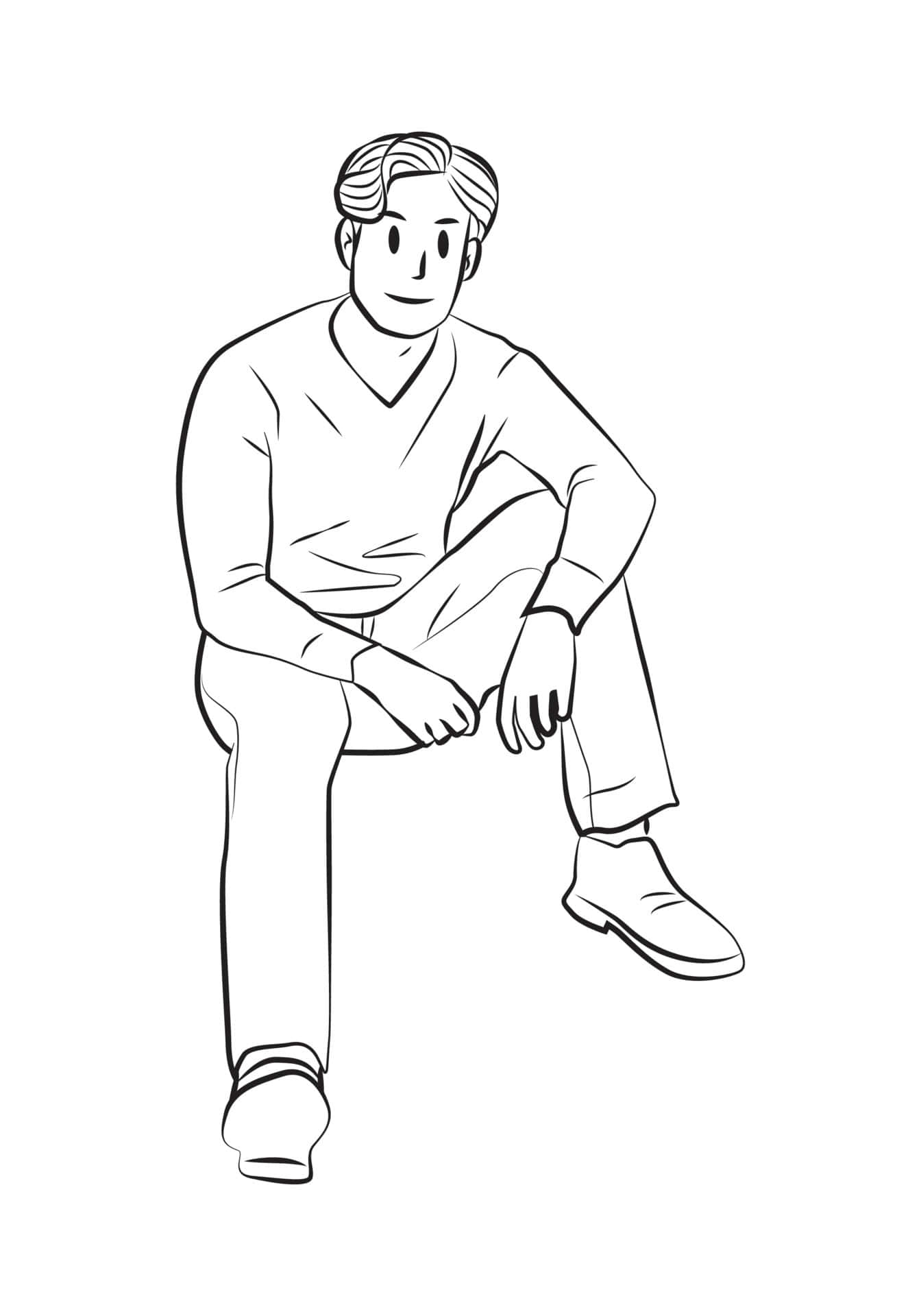 Sitting Pose Man Sketch Picture
