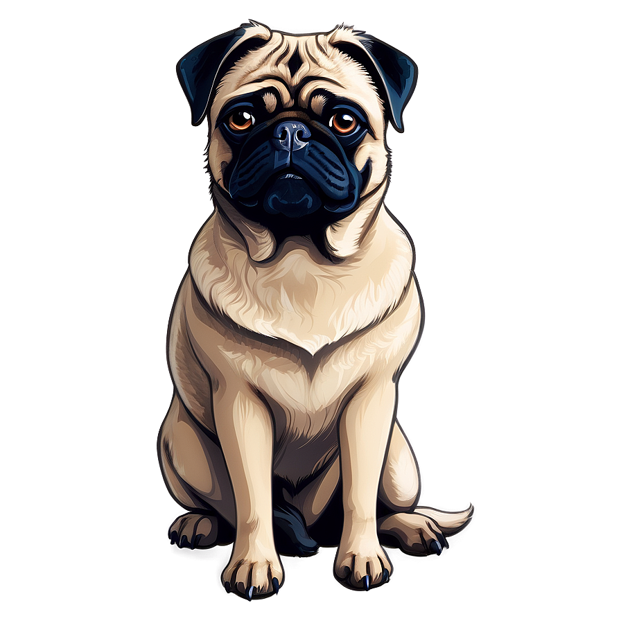 Download Sitting Pug Illustration Png Wvn | Wallpapers.com