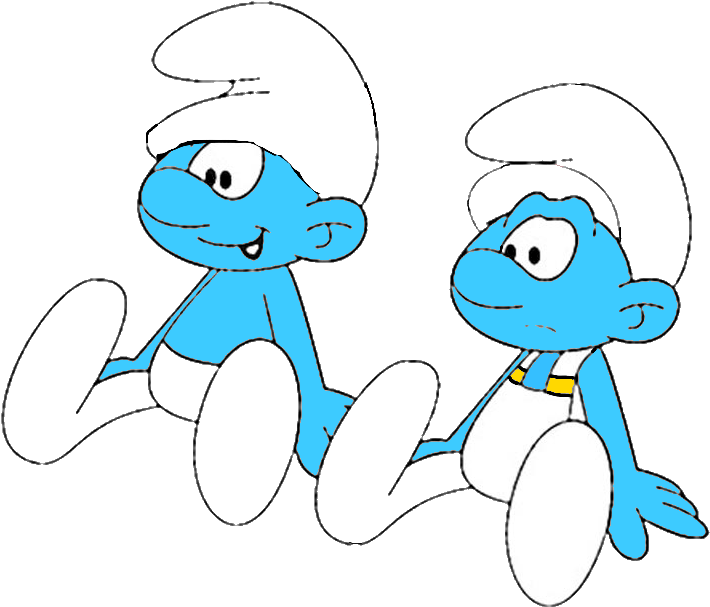 Sitting Smurf Duo PNG