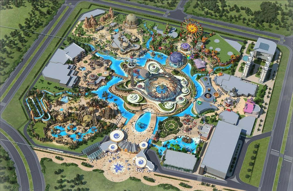 A Plan Of A Water Park With A Large Water Park