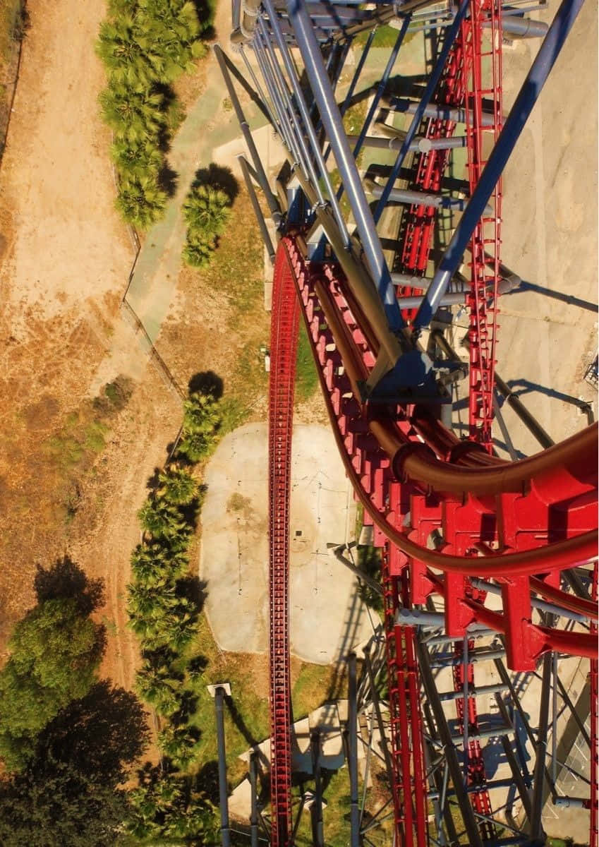 A Roller Coaster Is Shown From The Top Of The Ride