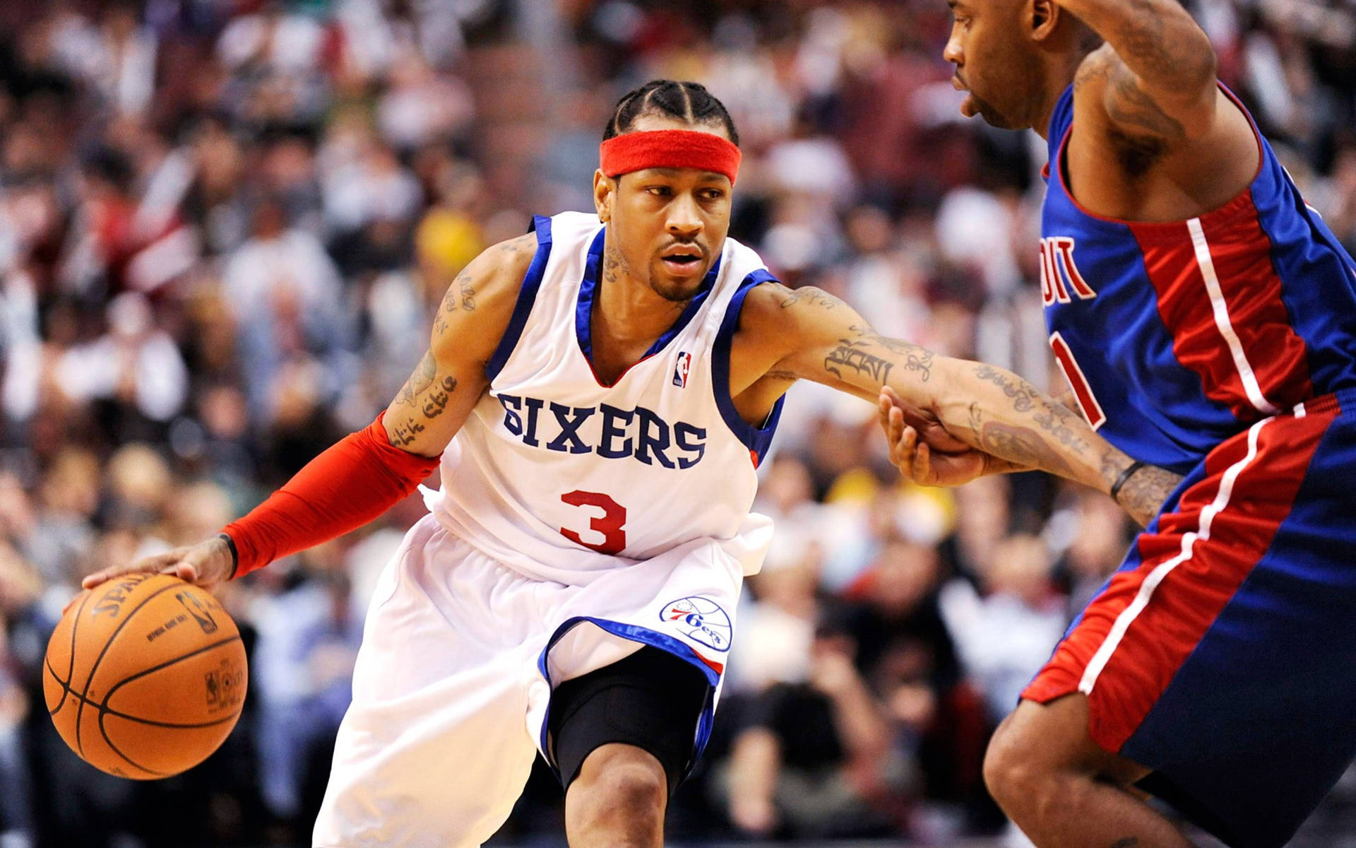 Sixers Iverson In Action Wallpaper