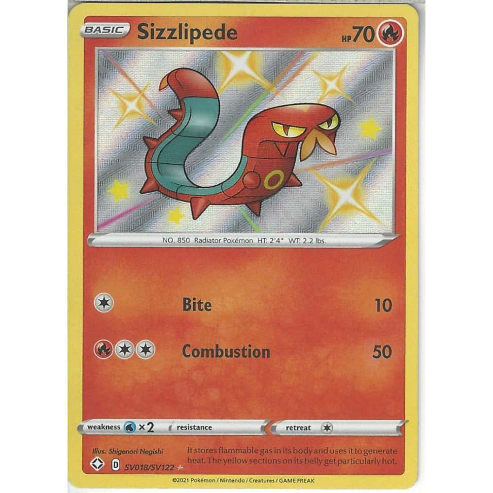 Pikachu cosplaying as Sizzlipede – A Classic Pokémon Card Wallpaper