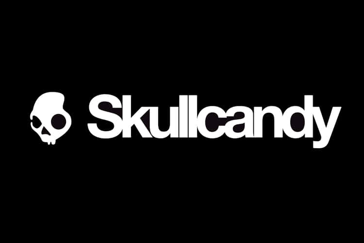 Skull Candy logo på en sort baggrund Wallpaper