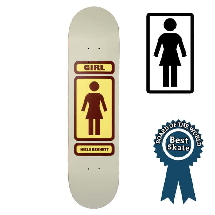 A Girl Skateboard With A Sticker And A Award Wallpaper