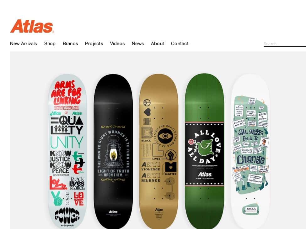 Atlasskateboards - Eine Website Mit Verschiedenen Designs Wallpaper