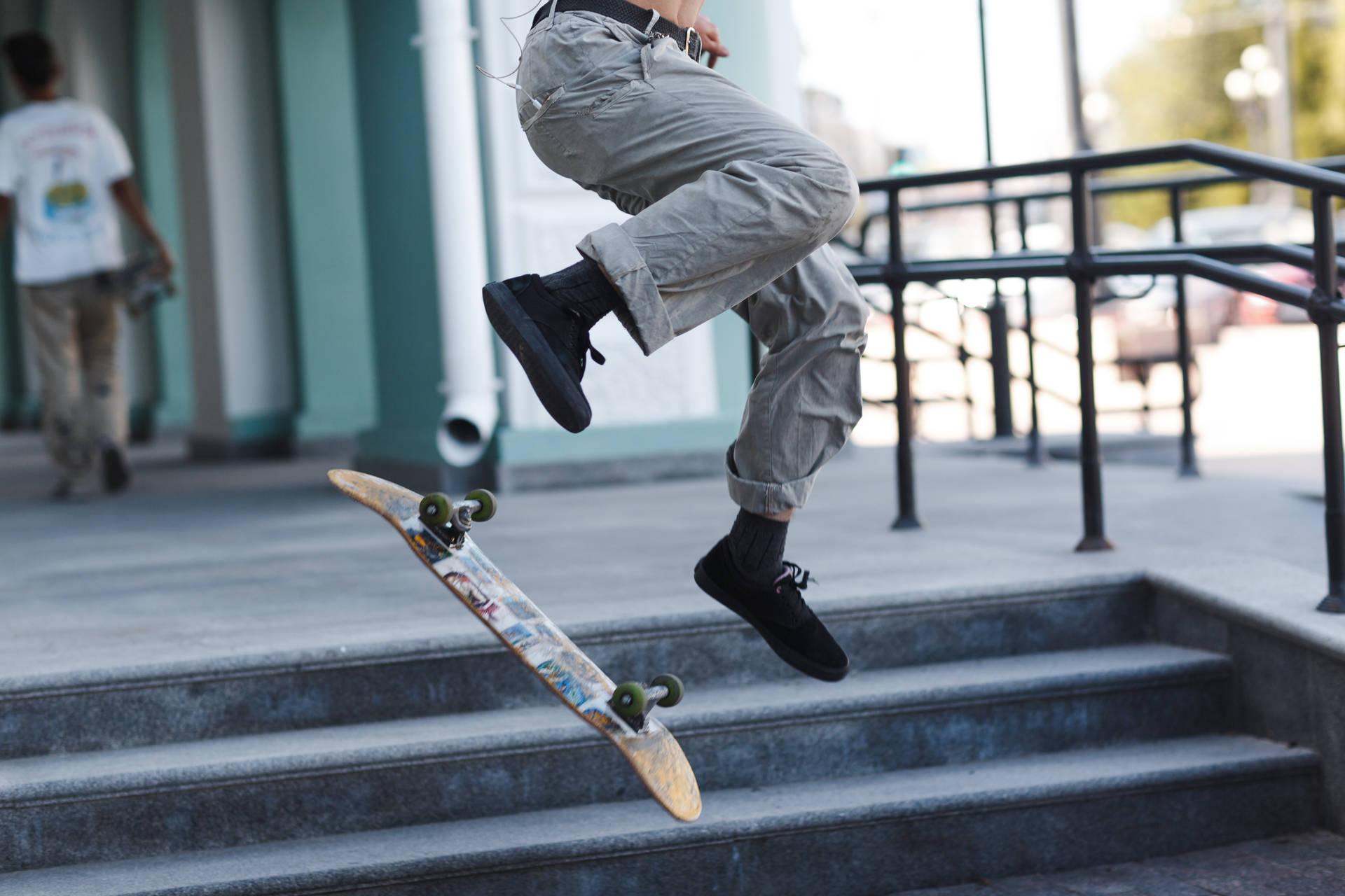 Skateboard Kick Flipping Background