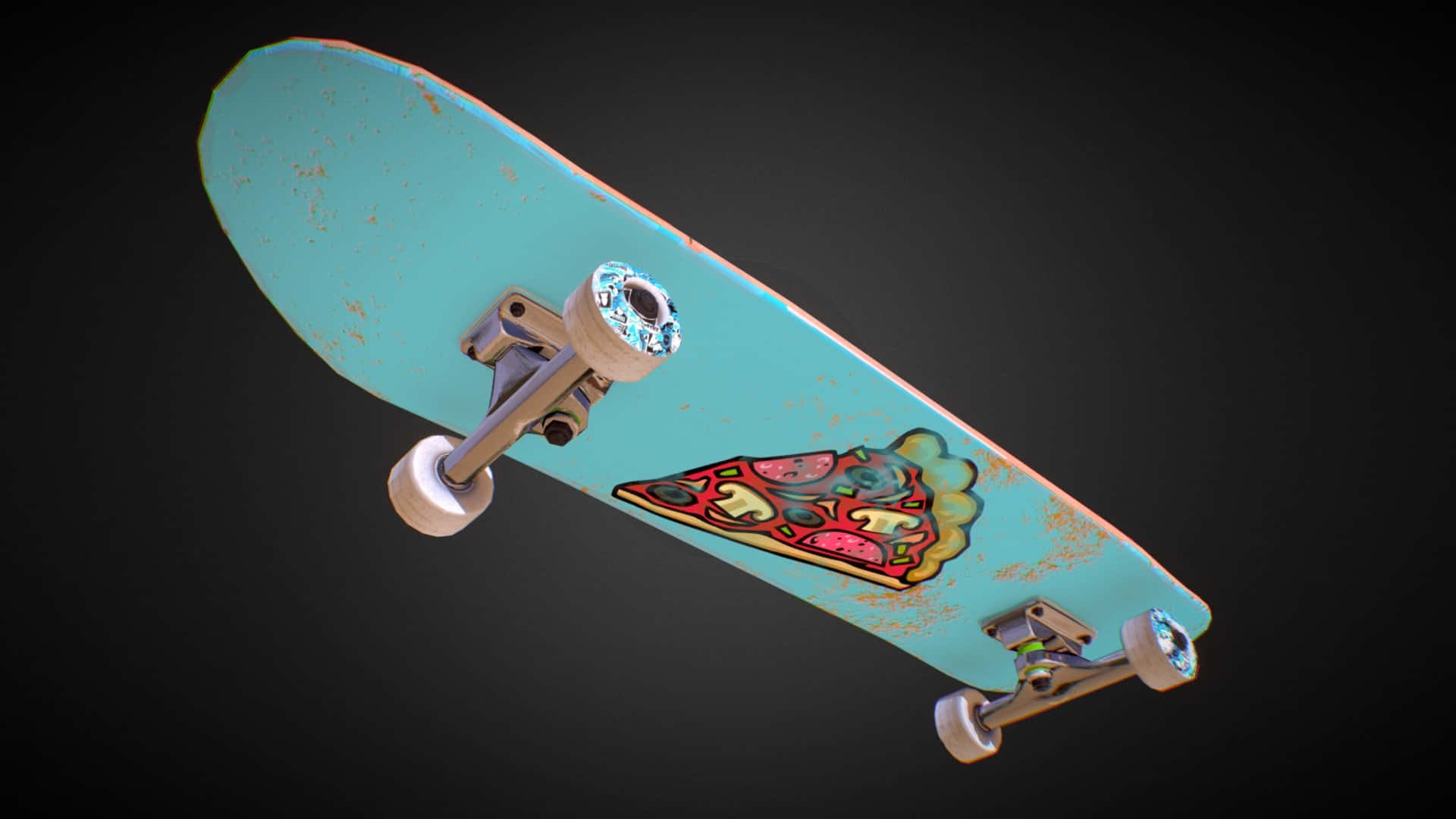 A Skateboard With A Pizza Slice On It