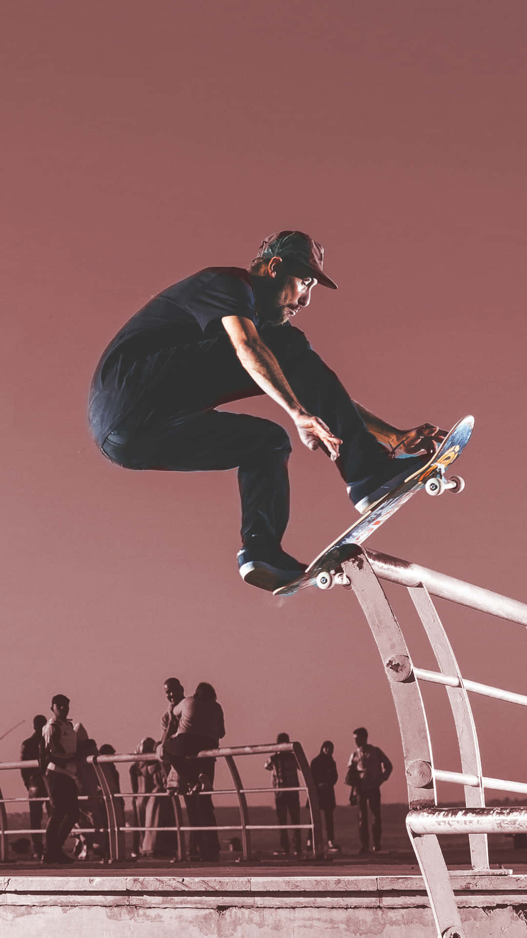 Skateboarder Mid Air Trick Wallpaper