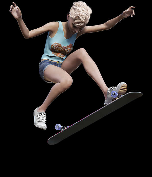Skateboarder Mid Air Trick PNG