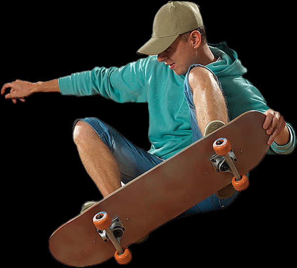 Skateboarderin Action Pose PNG