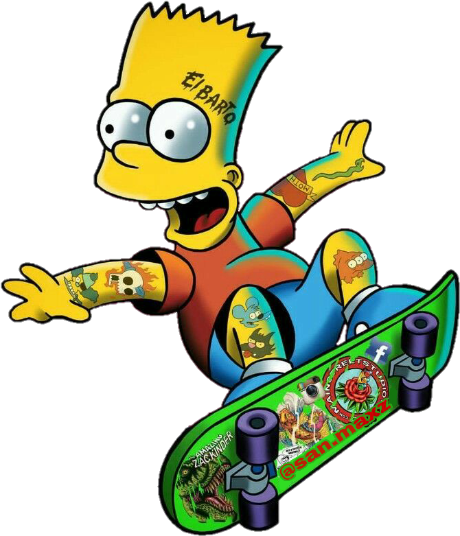 Skateboarding Bartwith Tattoos PNG