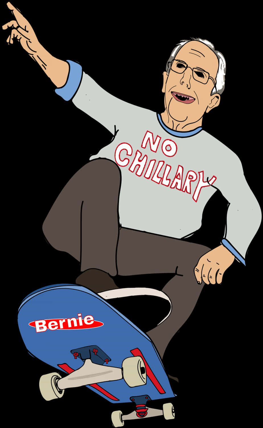 Skateboarding Bernie Sanders Cartoon PNG