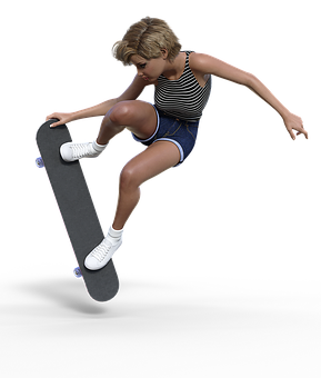 Skateboarding Girl3 D Render PNG
