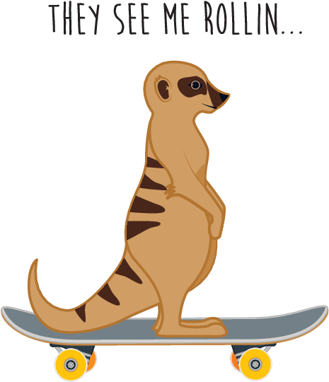 Skateboarding Meerkat Cartoon PNG