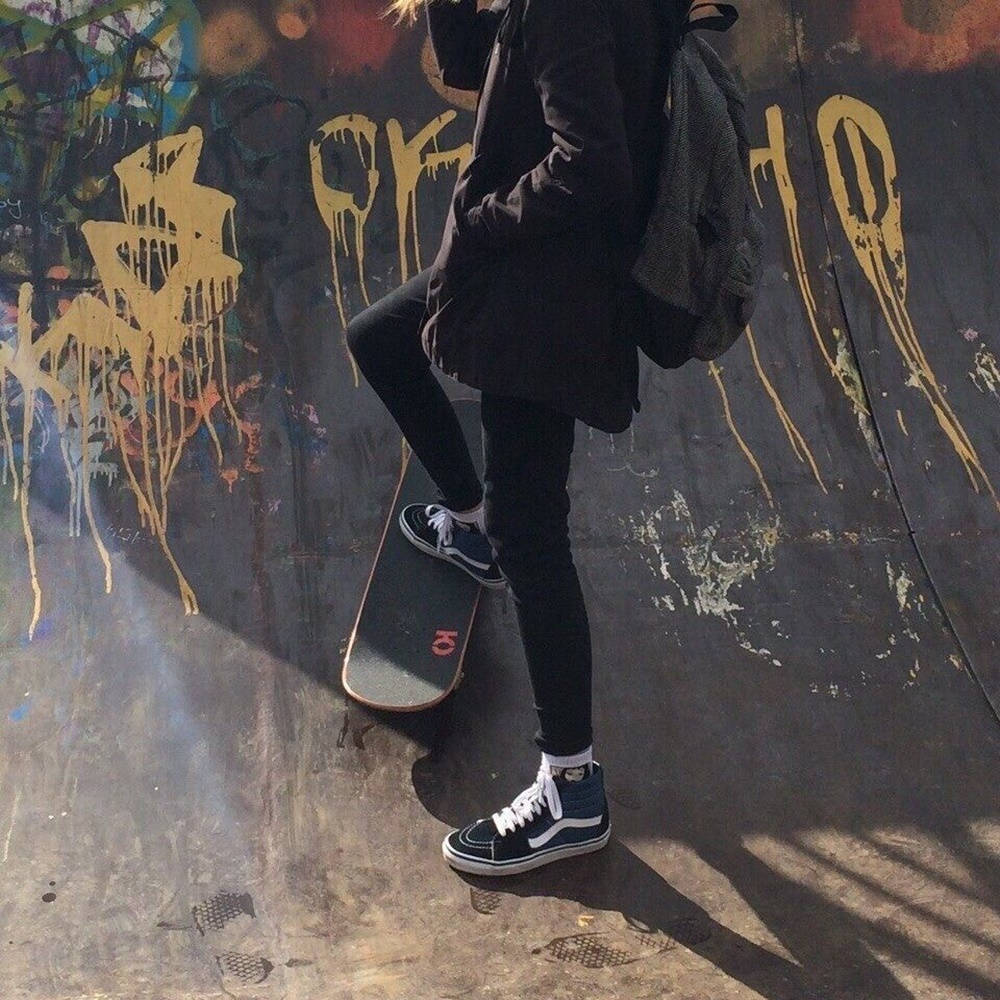 Skater Aesthetic On Graffiti Art Background