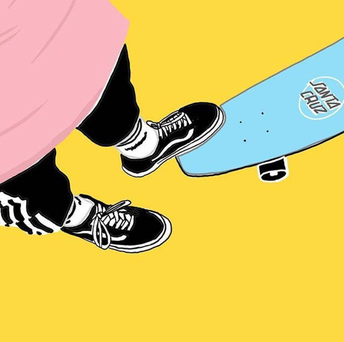 Skater Aesthetic Santa Cruz Sneakers Digital Art Background