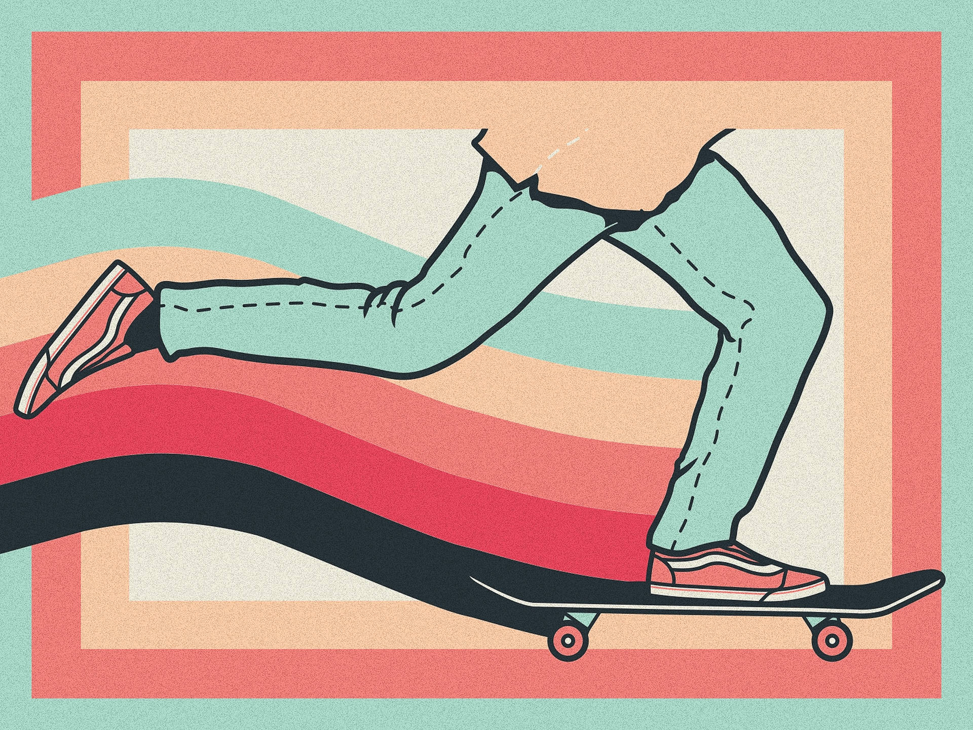 Skater Boy Aesthetic Rainbow Trail Wallpaper