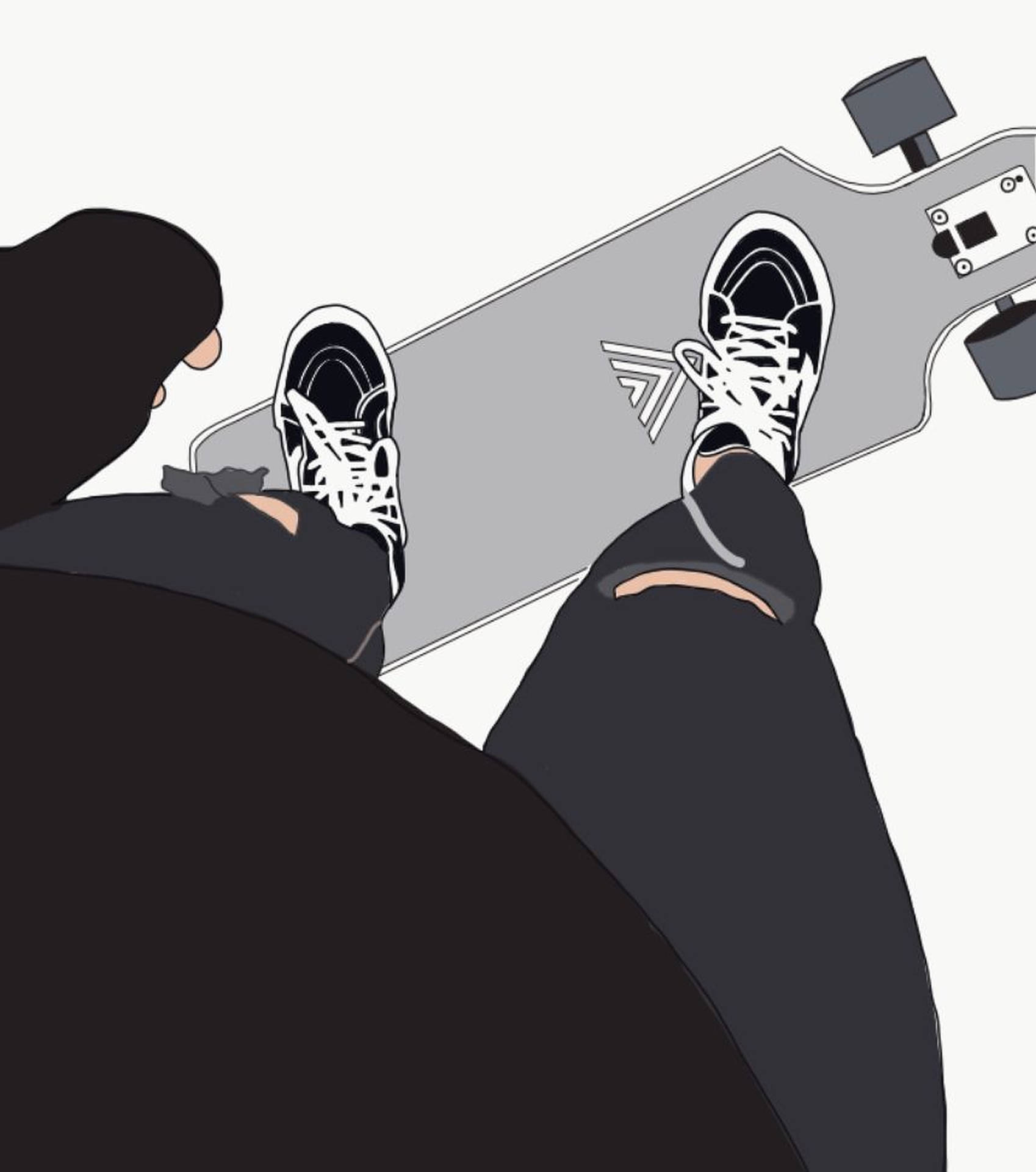 Skater Boy Black And White Vans Aesthetic Wallpaper
