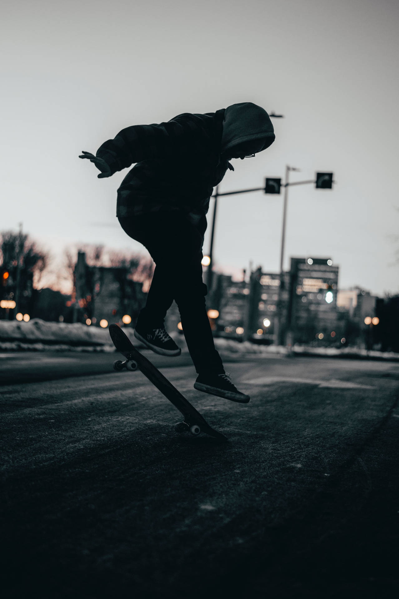 Skater Boy Doing Heelflip
