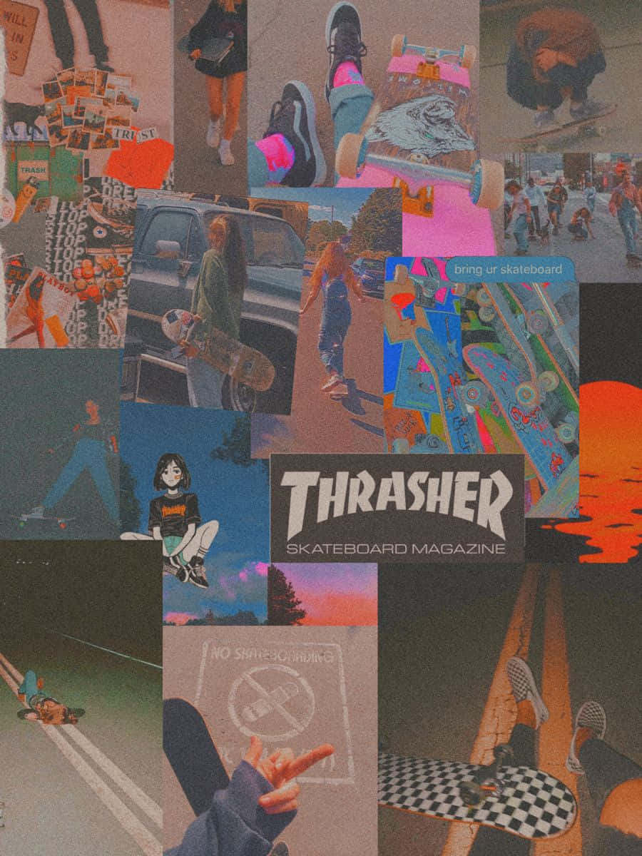 A Collage Of Skateboarders Wallpaper