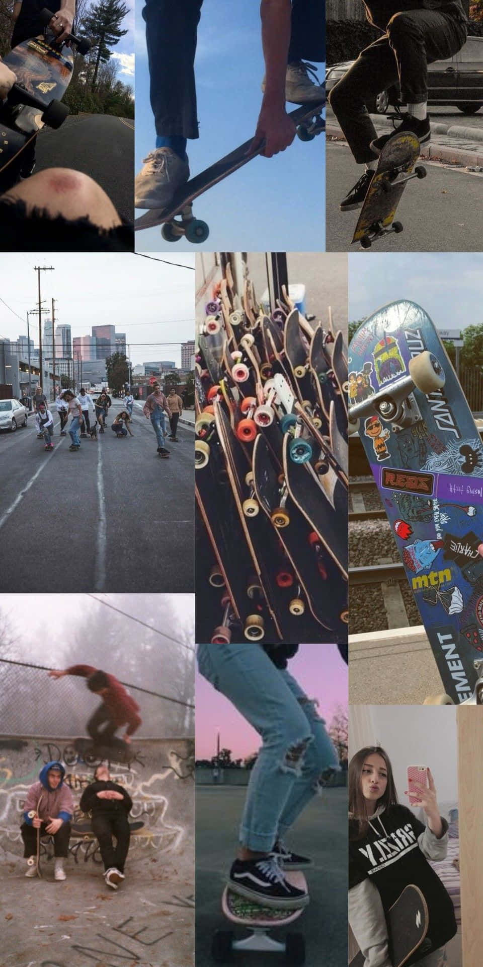 Einecollage Von Bildern Von Skateboardern Wallpaper