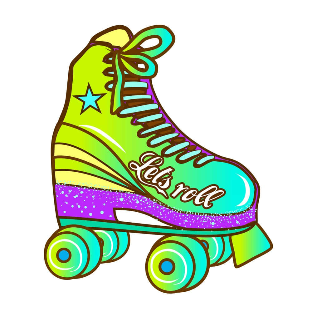 Purple And Green Roller Skating Background
