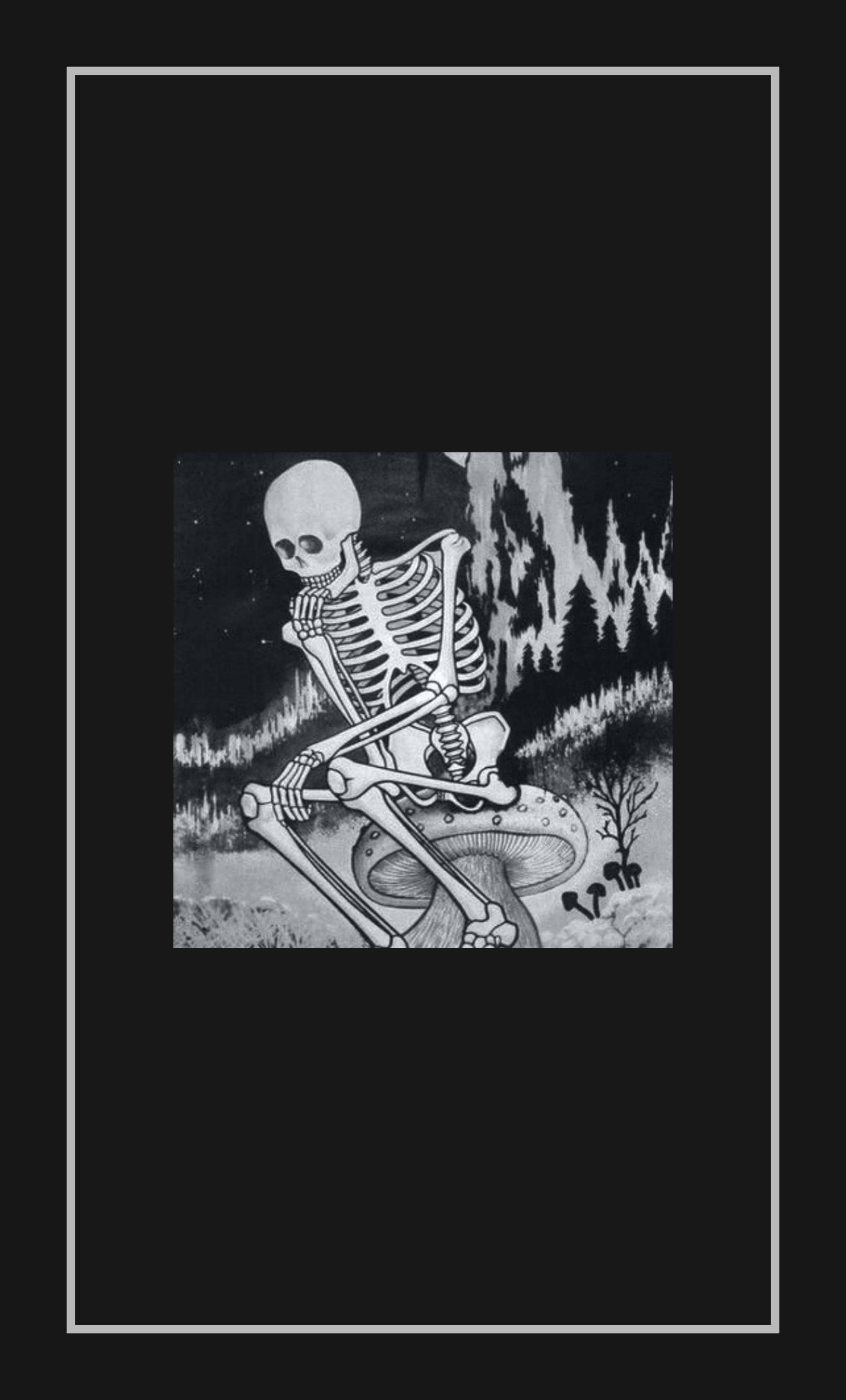Skeleton Aesthetic Mushroom Portraint Wallpaper