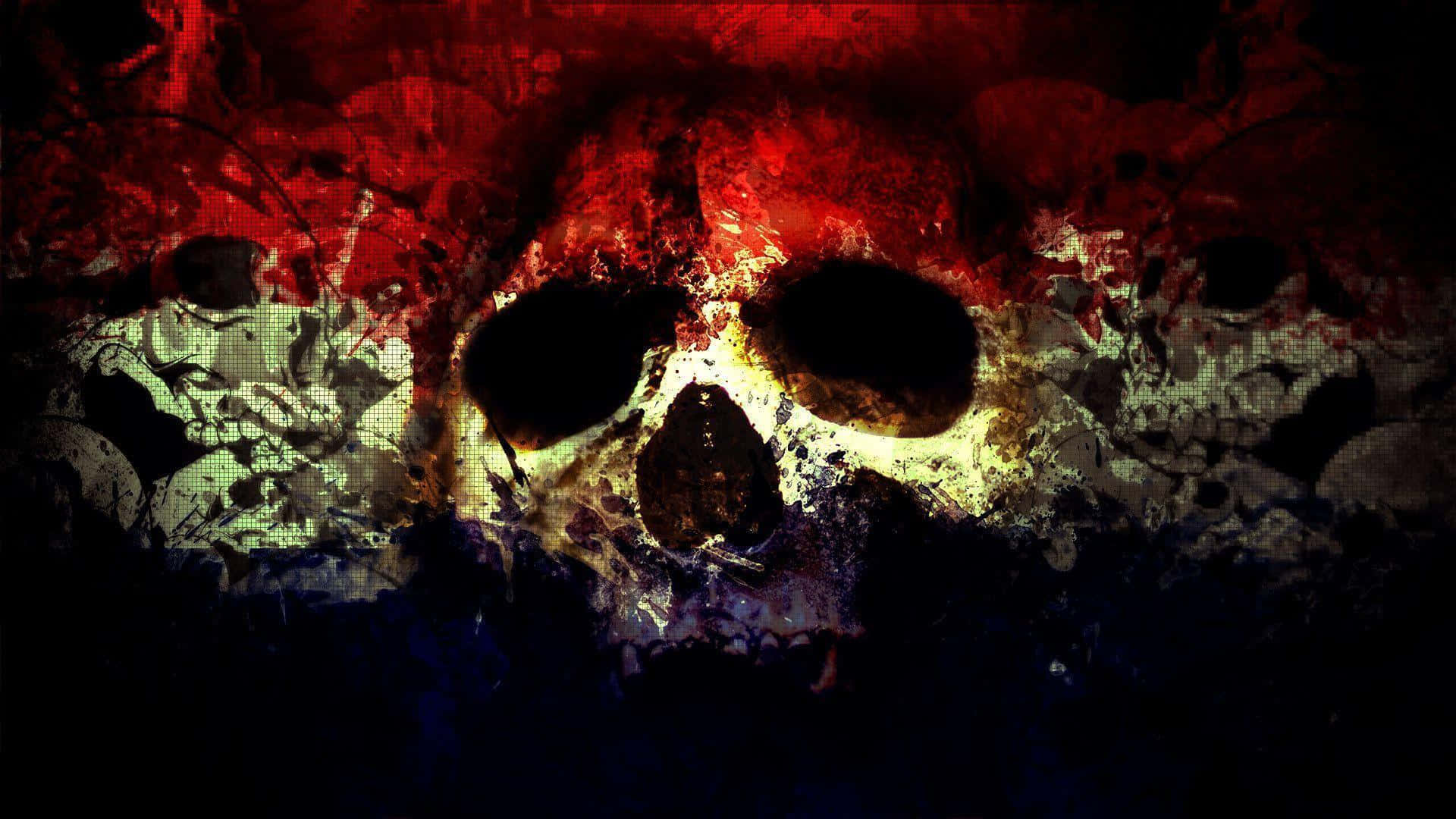 A Skull With A Red, White And Blue Background
