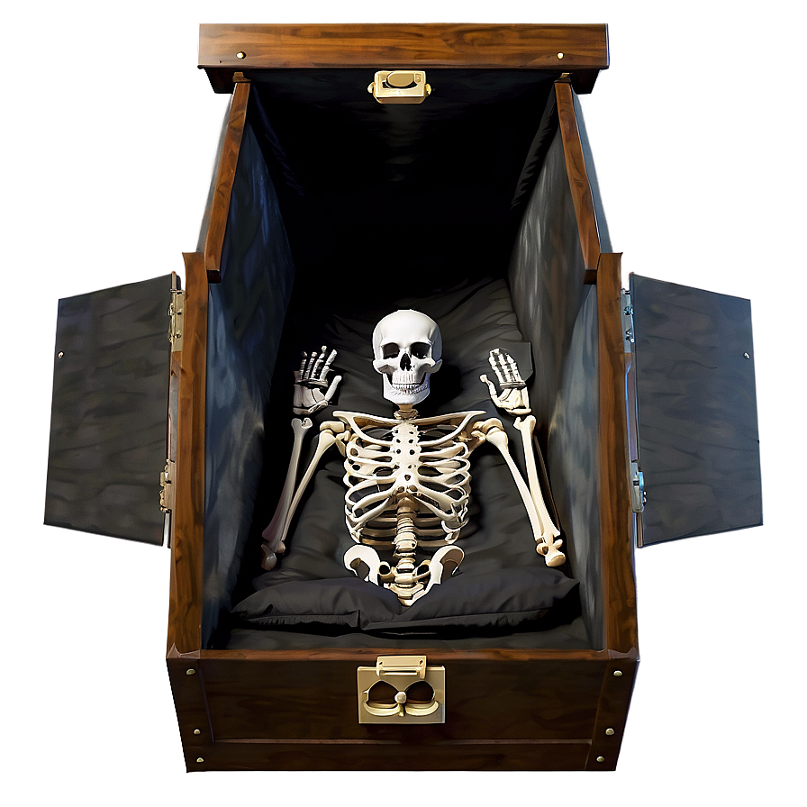 Skeleton In Coffin Png 05032024 PNG