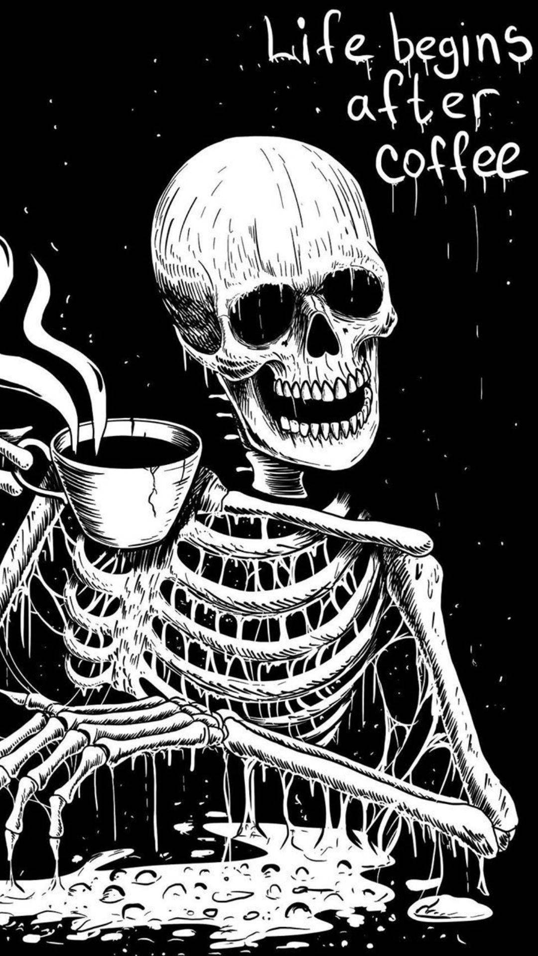 Skeleton Meme Coffee Wallpaper