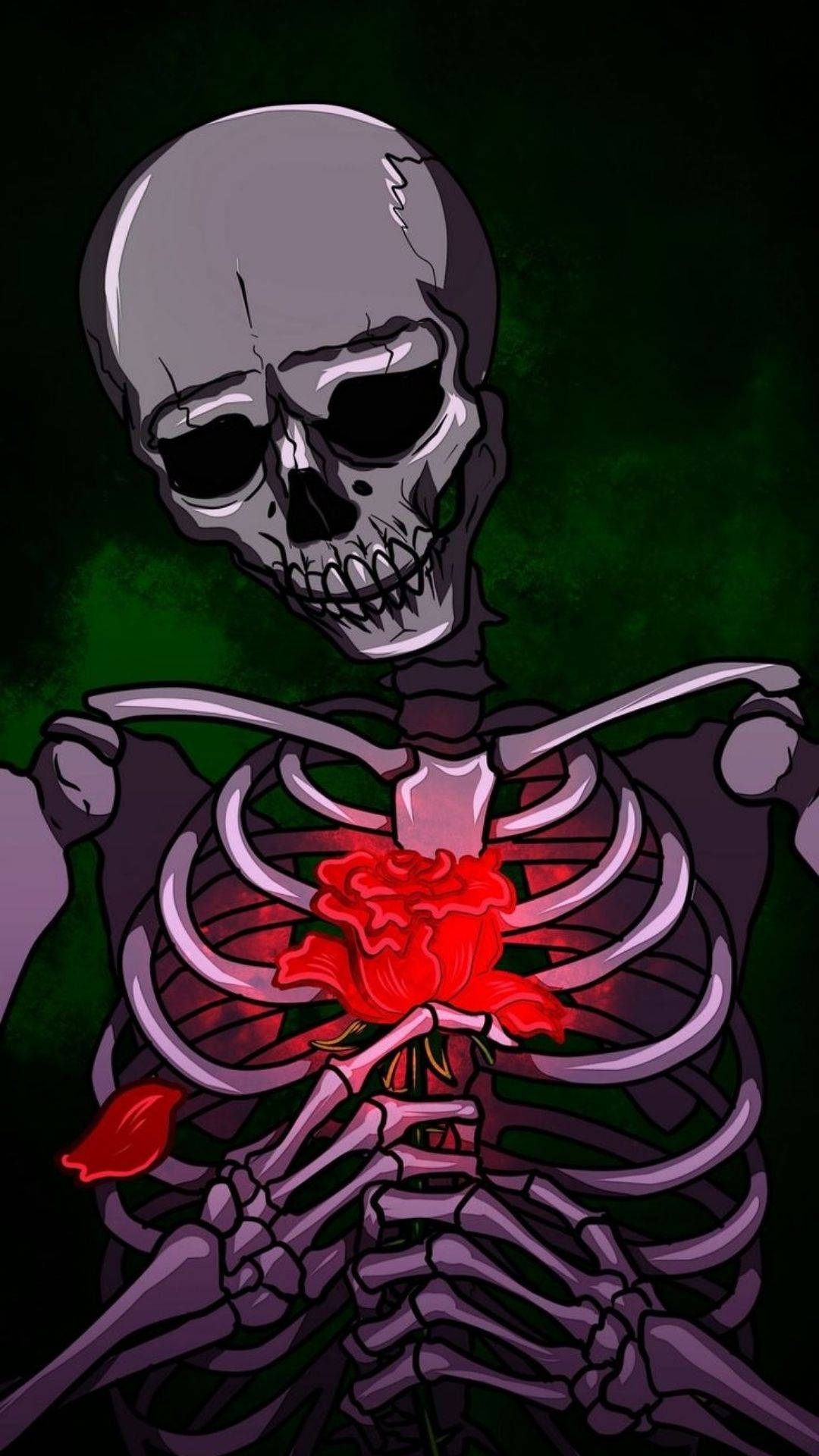 Skeleton Meme Rose Heart Wallpaper