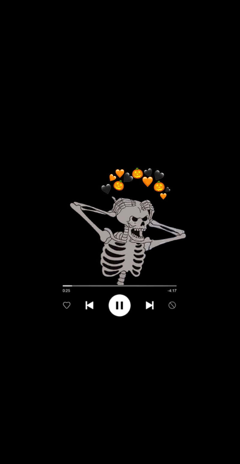 Skeleton Music Lover Dark Halloween Aesthetic Wallpaper
