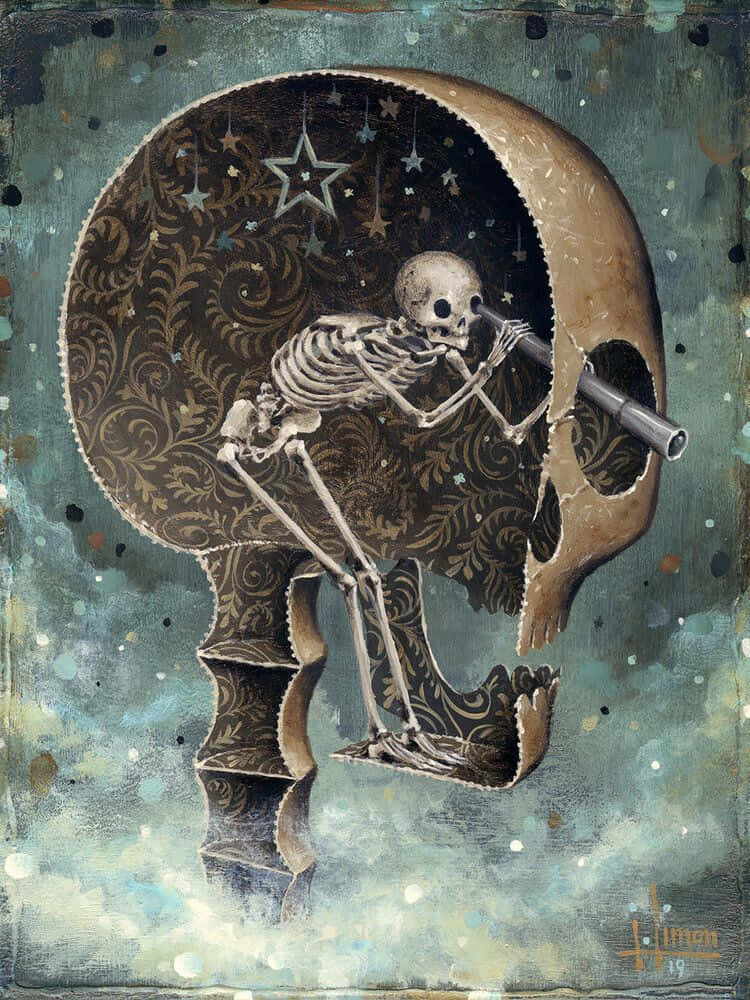 A Skull With A Telescope In It