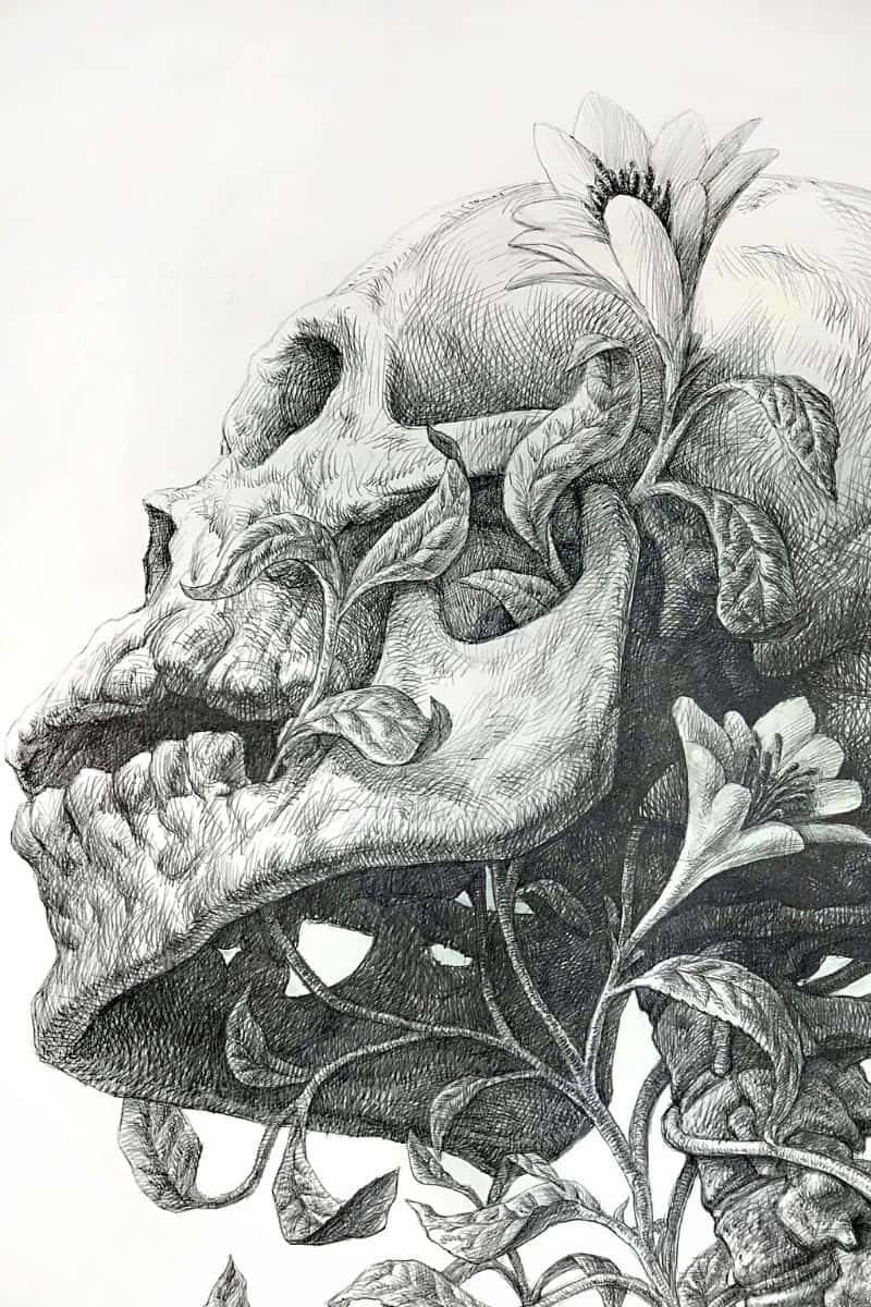 Tjekdenne Uhyggelige Skelet-tema Illustration Ud.