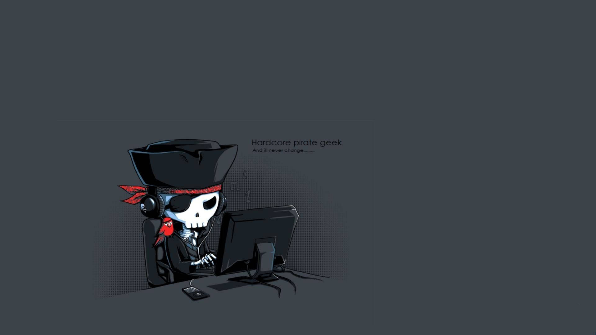 Skelet Pirat Hacker Full HD Tapet. Wallpaper