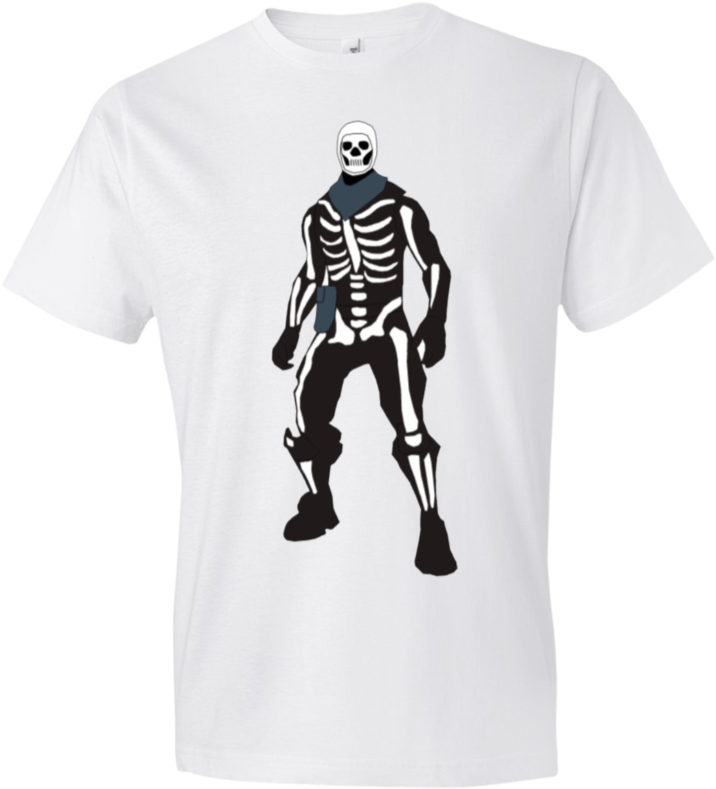 Skeleton Print White T Shirt Design PNG