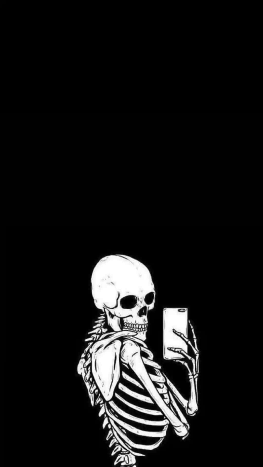 Skeleton Selfie Halloween Lockscreen Wallpaper