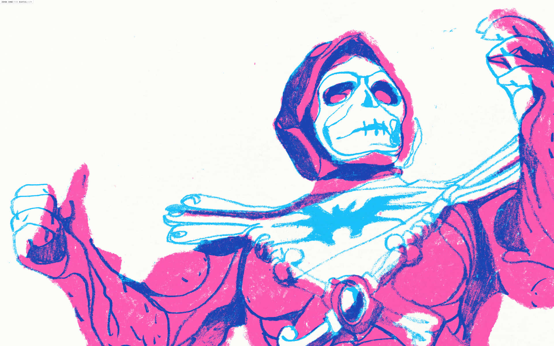 En tegning af et skelet holdende et sværd Wallpaper