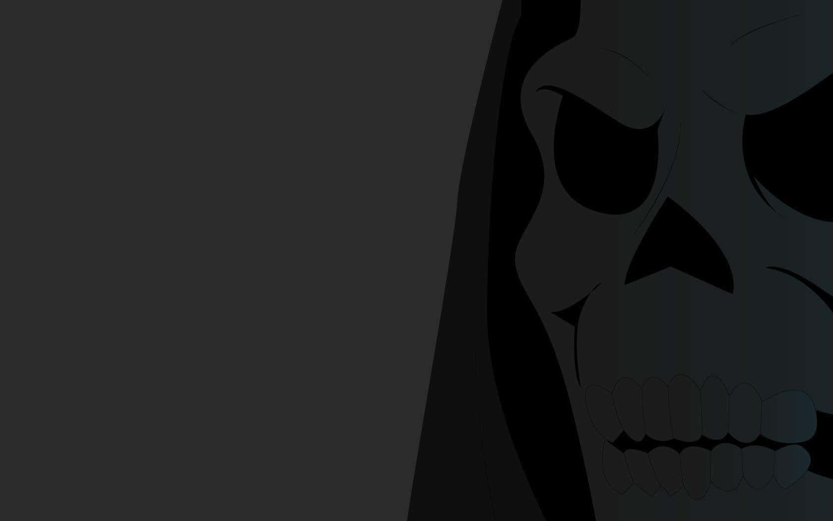 A Skull With A Hood Is Shown On A Black Background Wallpaper