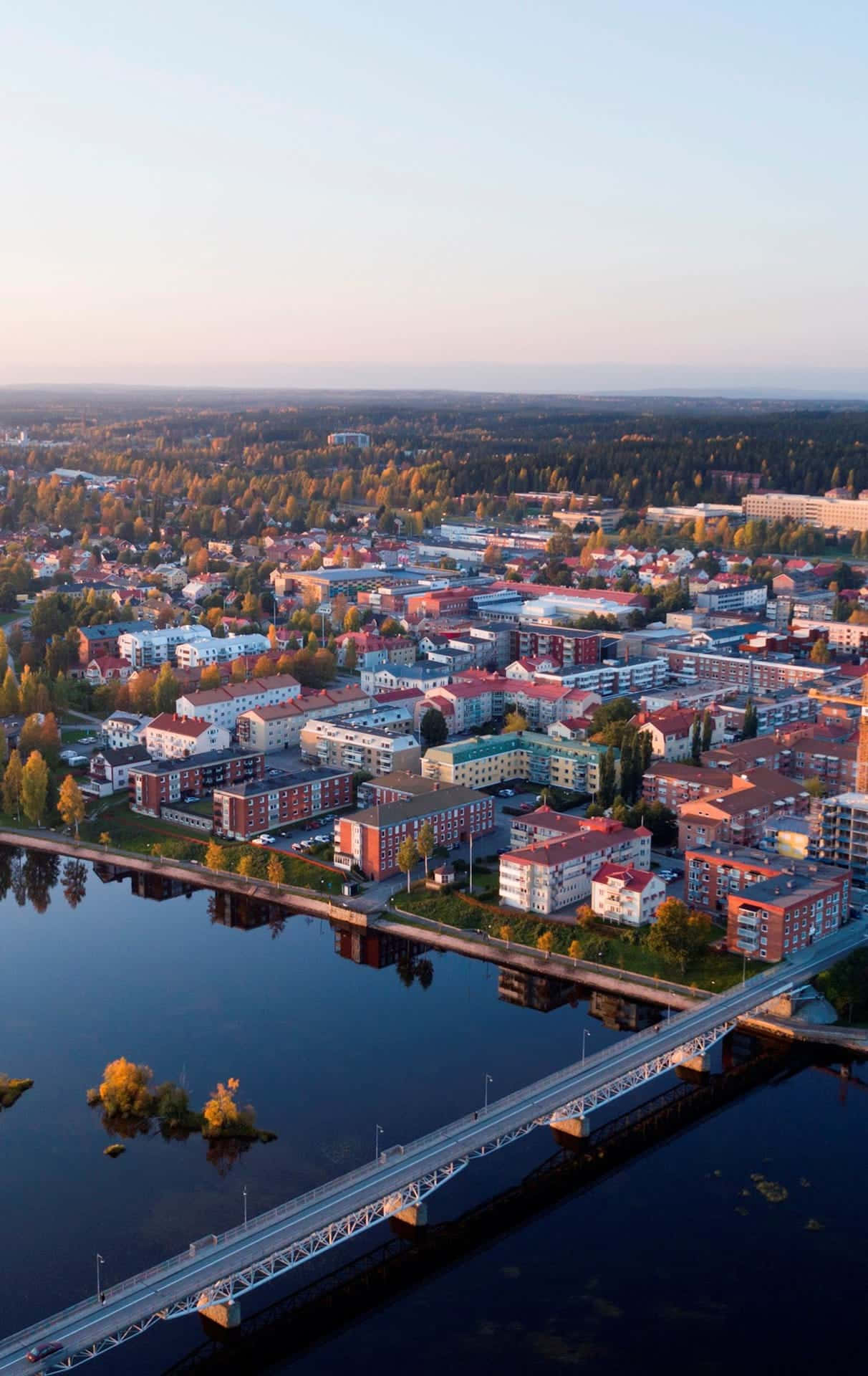 Skelleftea Aerial View Dusk Wallpaper