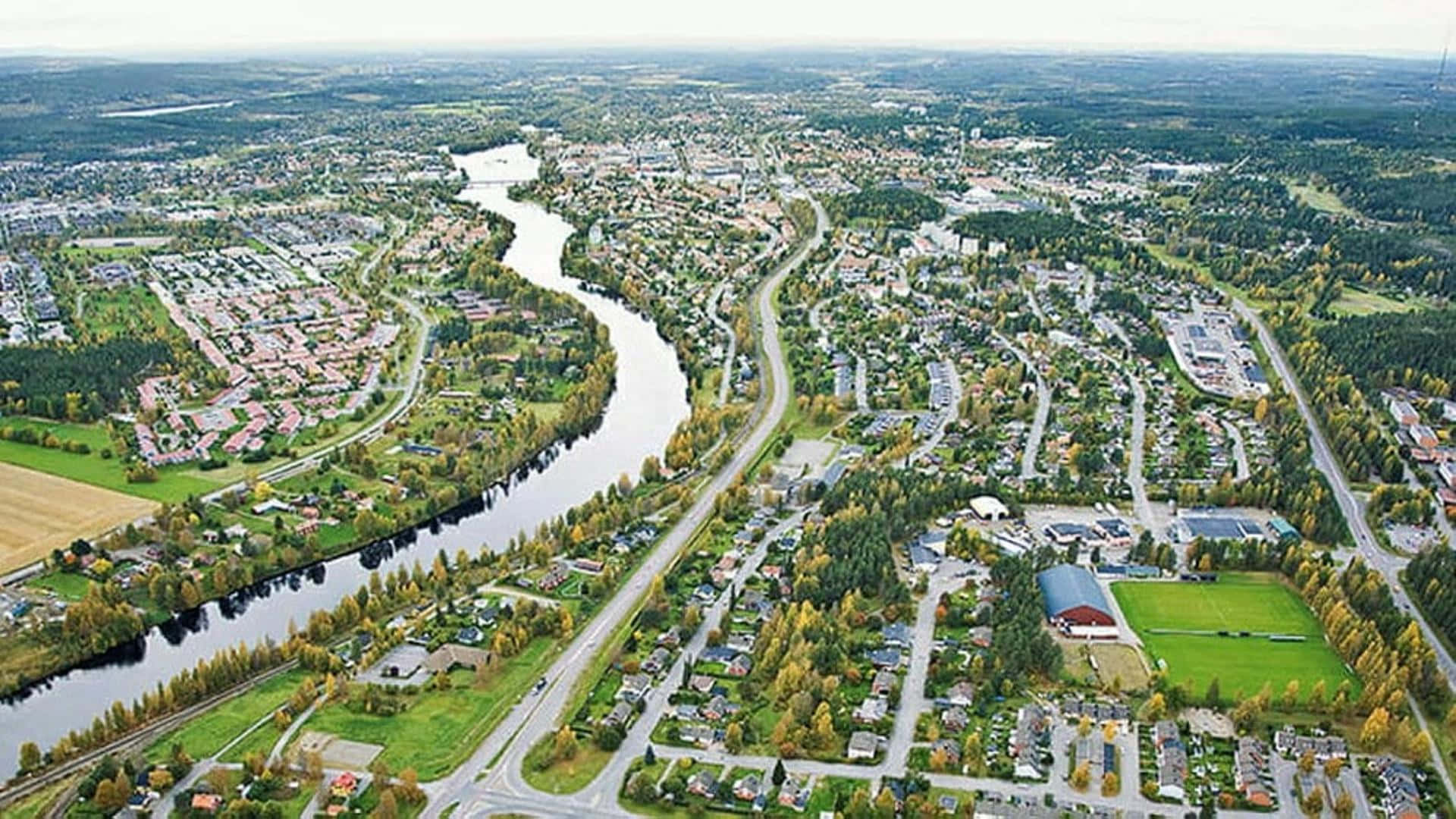 Skelleftea Aerial View Sweden Wallpaper