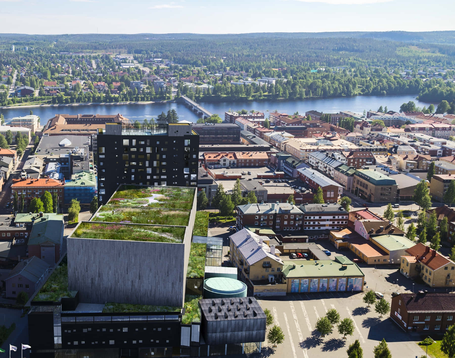 Skelleftea Aerial View Sweden Wallpaper