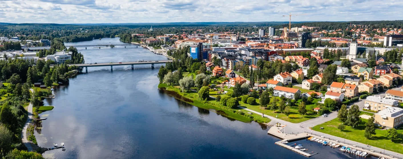 Skelleftea Aerial View Sweden Wallpaper