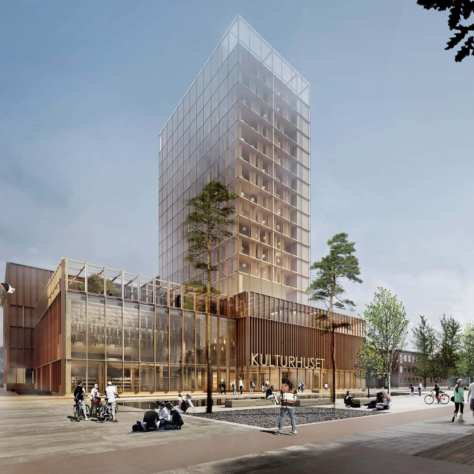 Skellefteå Kulturhus Arkitektonisk Rendering Bakgrunnsbildet