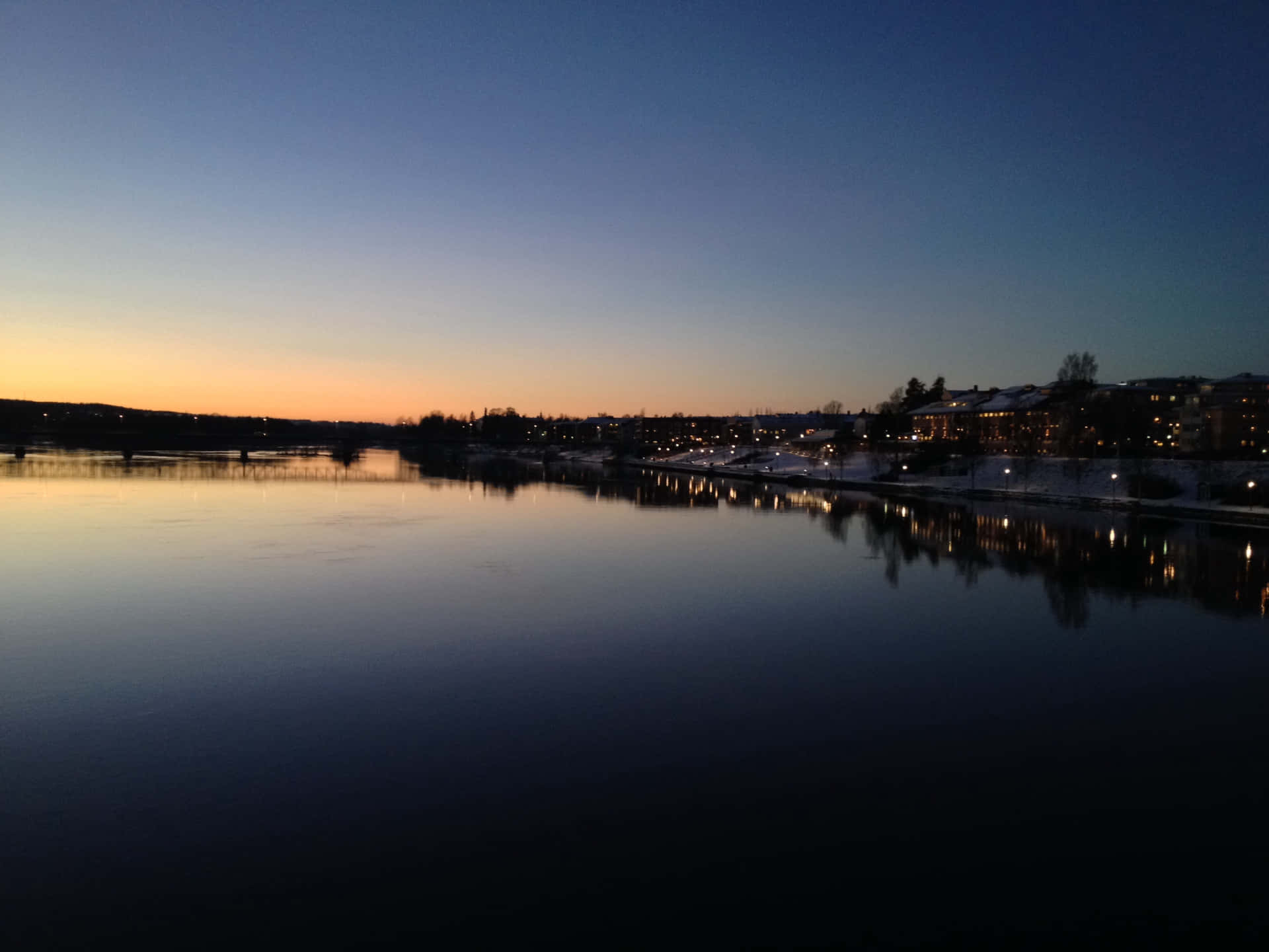 Skellefteå Joki Hämärä Heijastus Taustakuva