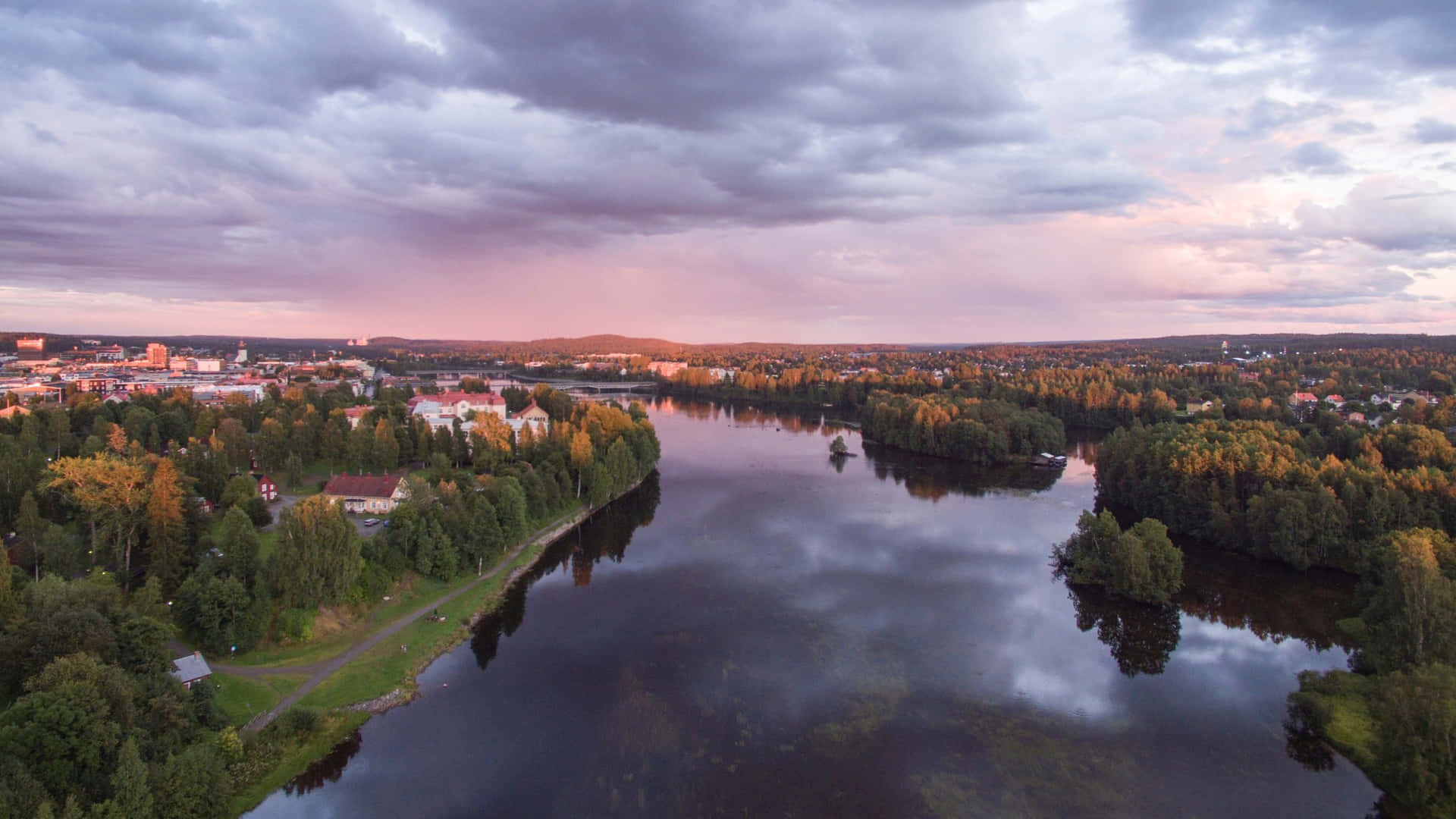 Skellefteå Ruotsi Ilmakuva Hämärä Taustakuva