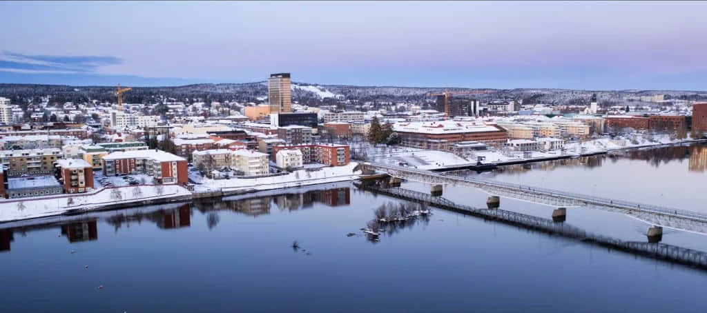 Skelleftea Winter Cityscape Sweden Wallpaper